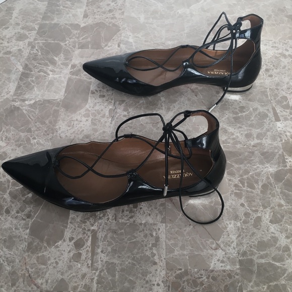 Aquazzura Patent laced up Ballet Christy flats - Picture 3 of 5